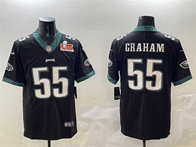 Mens Philadelphia Eagles #55 Brandon Graham Black 2025 Super Bowl LIX Patch Vapor Untouchable Limited Football Stitched Jersey